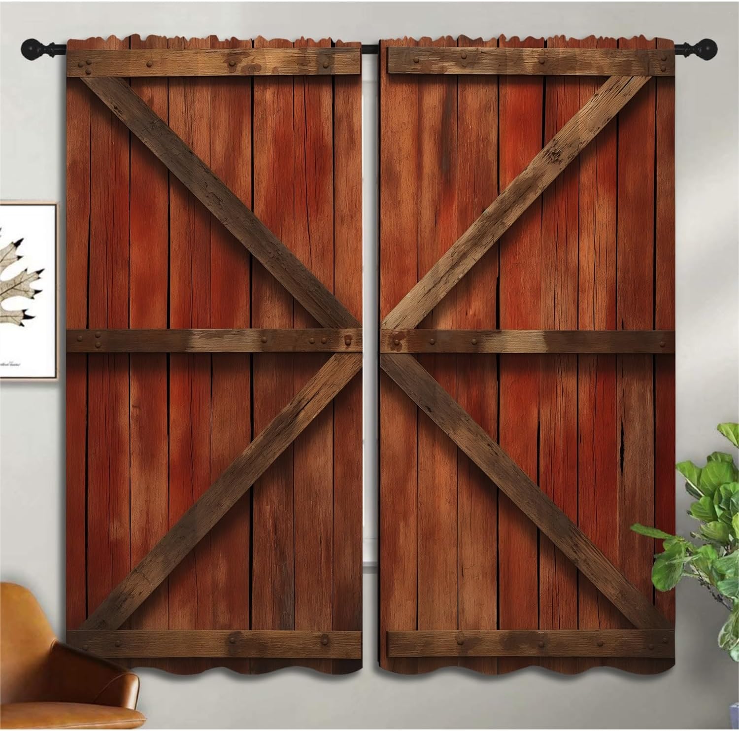 Barn Wood Door Blackout Curtai - Farming Japan review and price