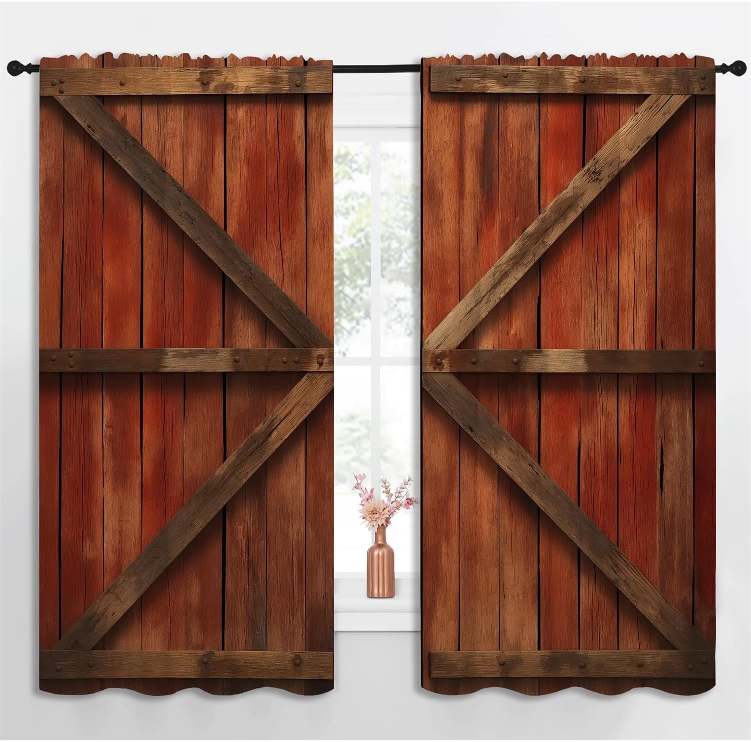 Barn Wood Door Blackout Curtai - Farming Japan review and price